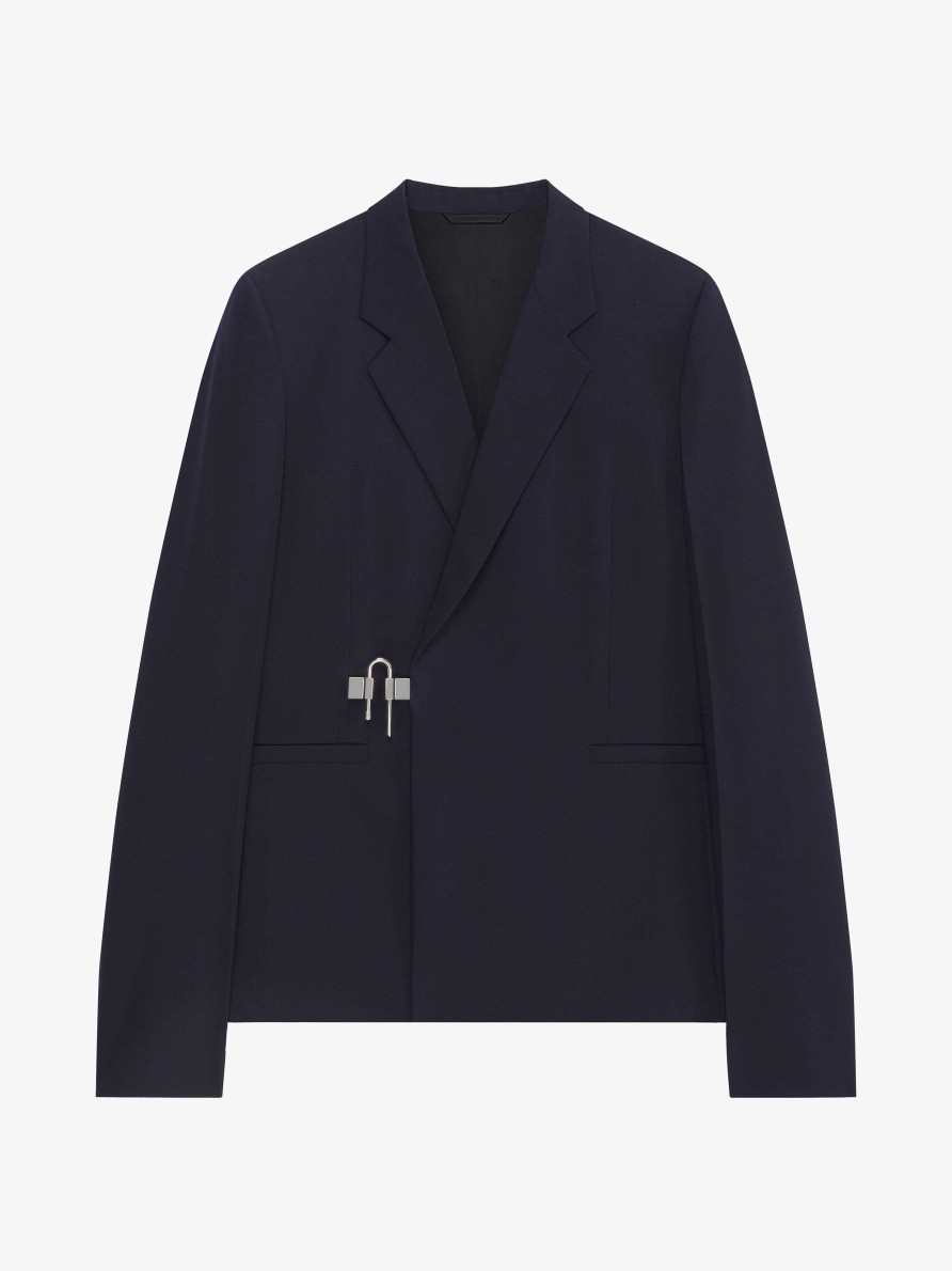 Men Givenchy Jackets & Coats | U-Lock Slim Fit Jacket In Wool Navy