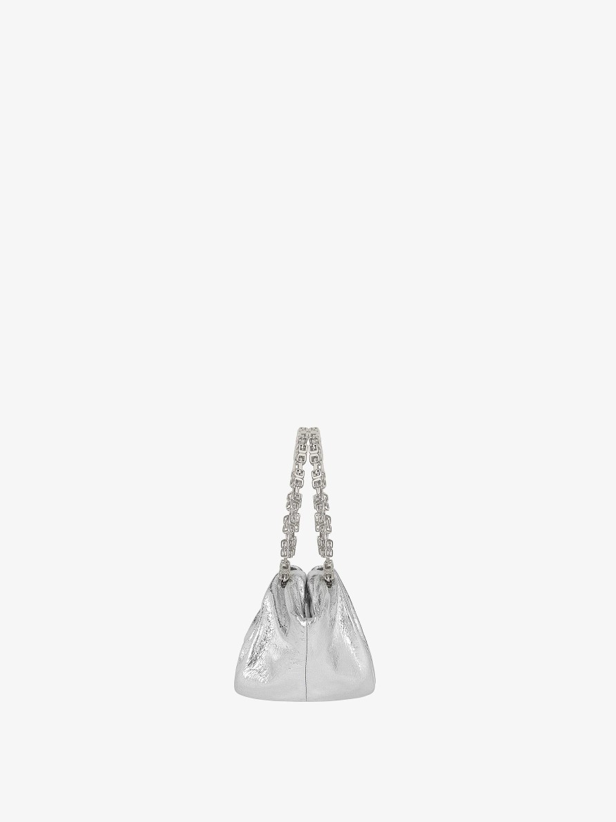 Women Givenchy Mini & Micro Bags | Mini Kenny Bag In Metallized Leather Silvery