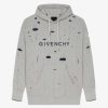 Men Givenchy Sweatshirts & Hoodies | Givenchy Oversized Hoodie In Destroyed Fleece Grey/Blue