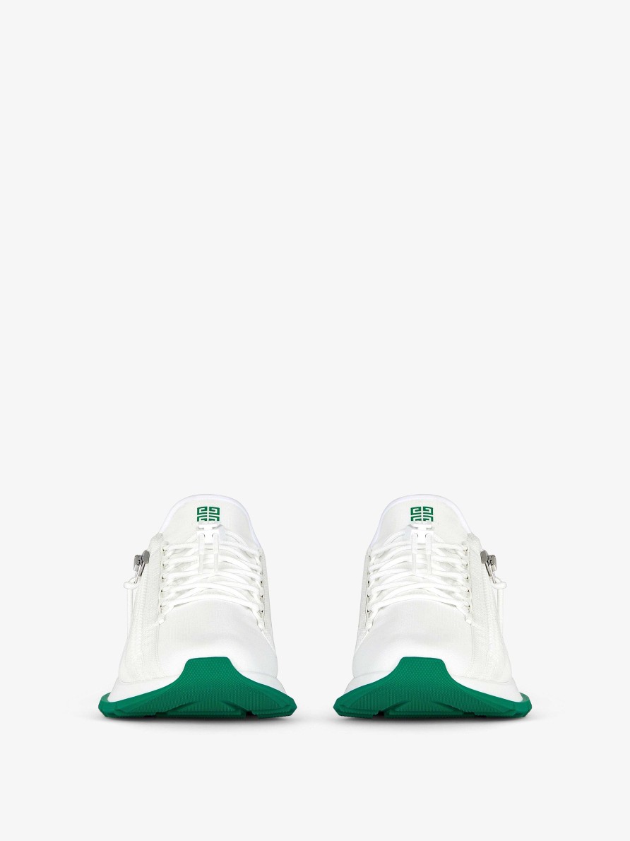 Men Givenchy Sneakers | Spectre Runner Sneakers In Synthetic Fiber With Zip White/Green