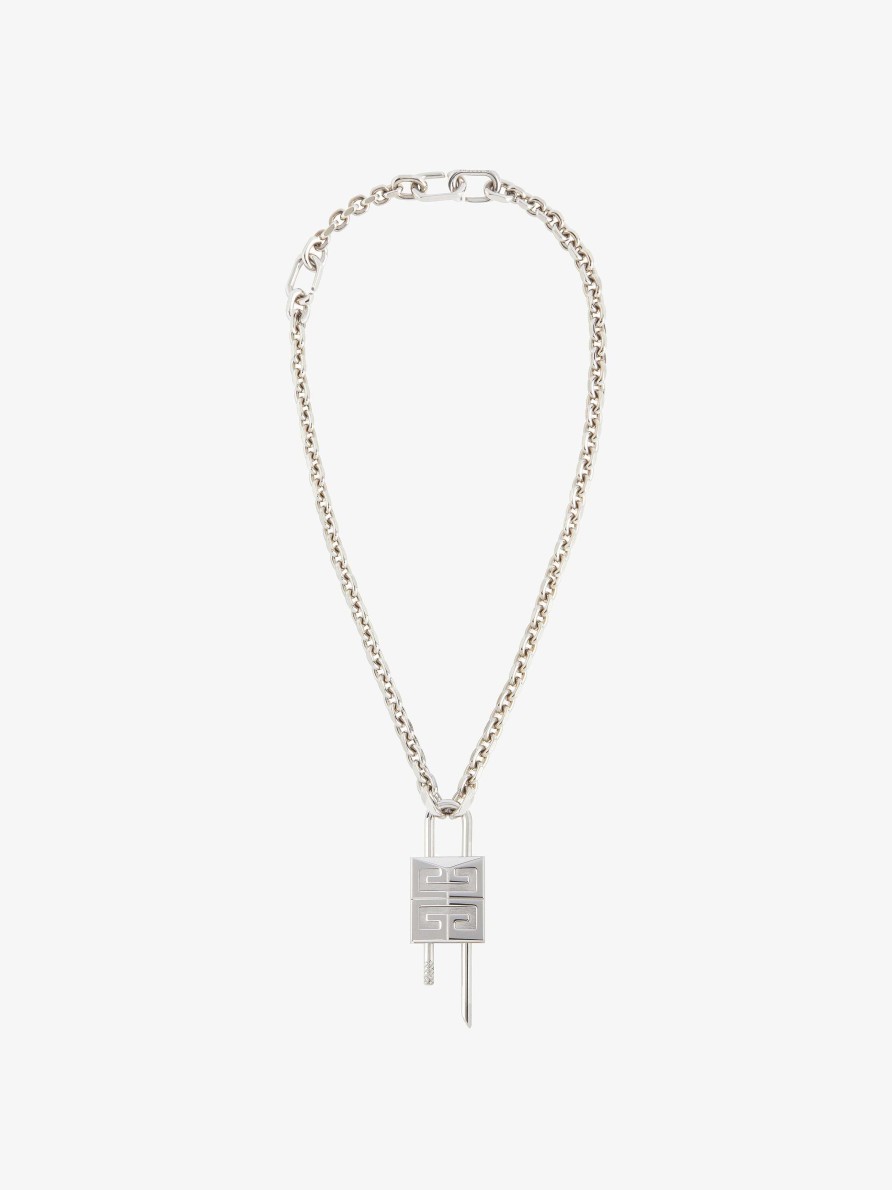 Men Givenchy Jewelry | Small Lock Necklace In Metal Silvery