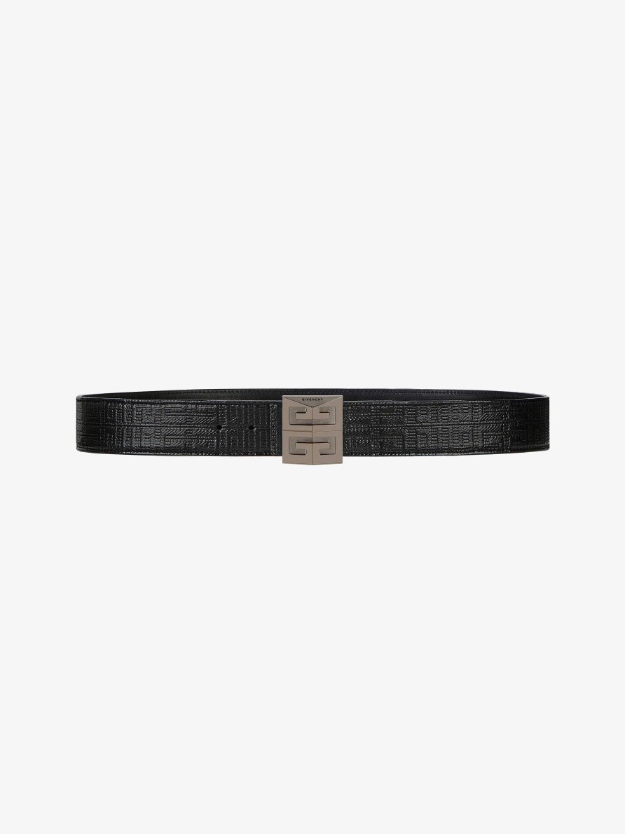 Men Givenchy Belts | 4G Reversible Belt In Leather And 4G Coated Canvas Black