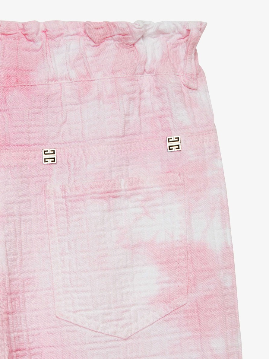 Women Givenchy Girl (4 To 12 Years) | Trousers In 4G Cotton With Washed Effect Candy Pink