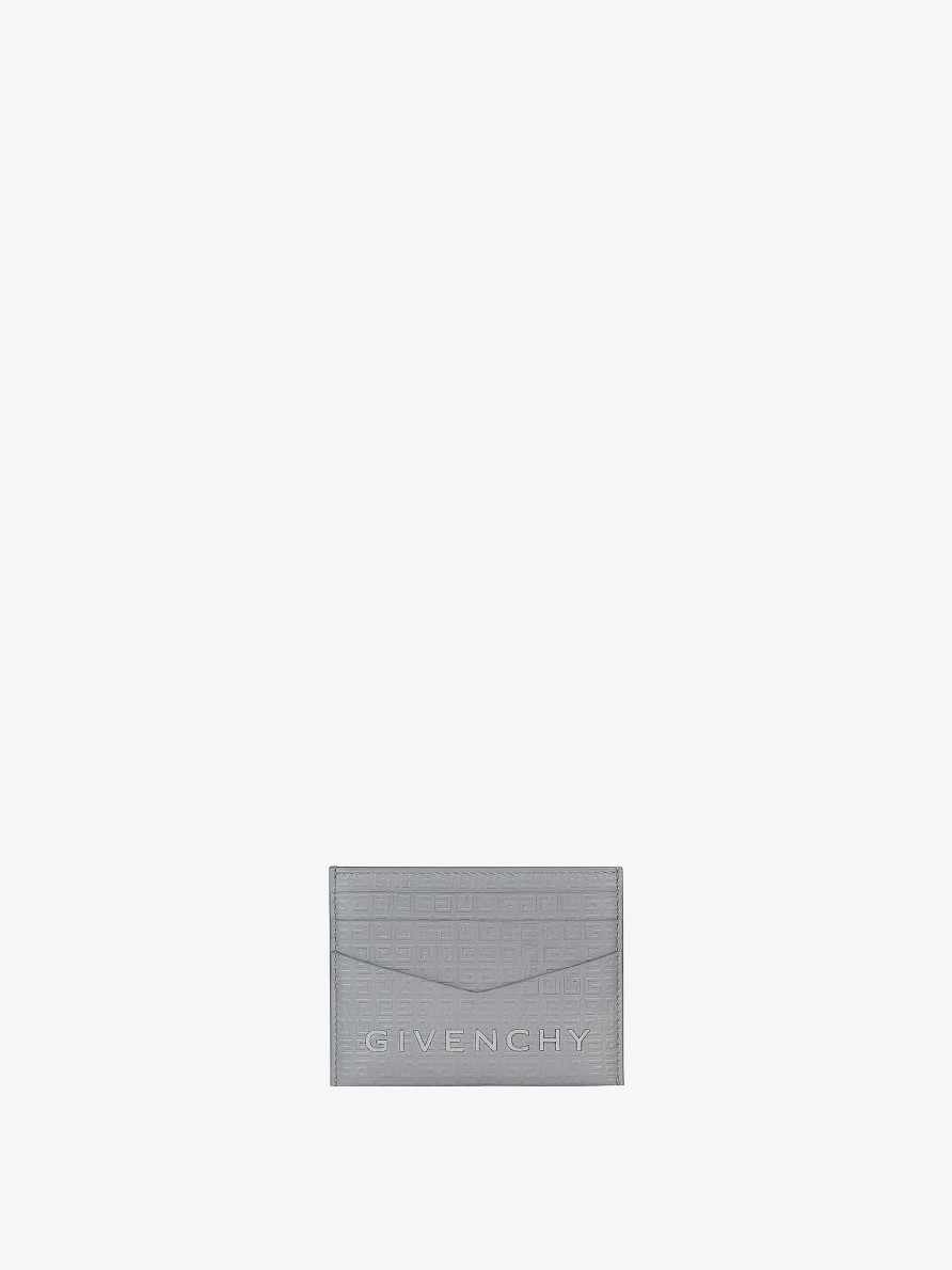 Men Givenchy Small Leather Goods | Givenchy Card Holder In 4G Micro Leather Light Grey