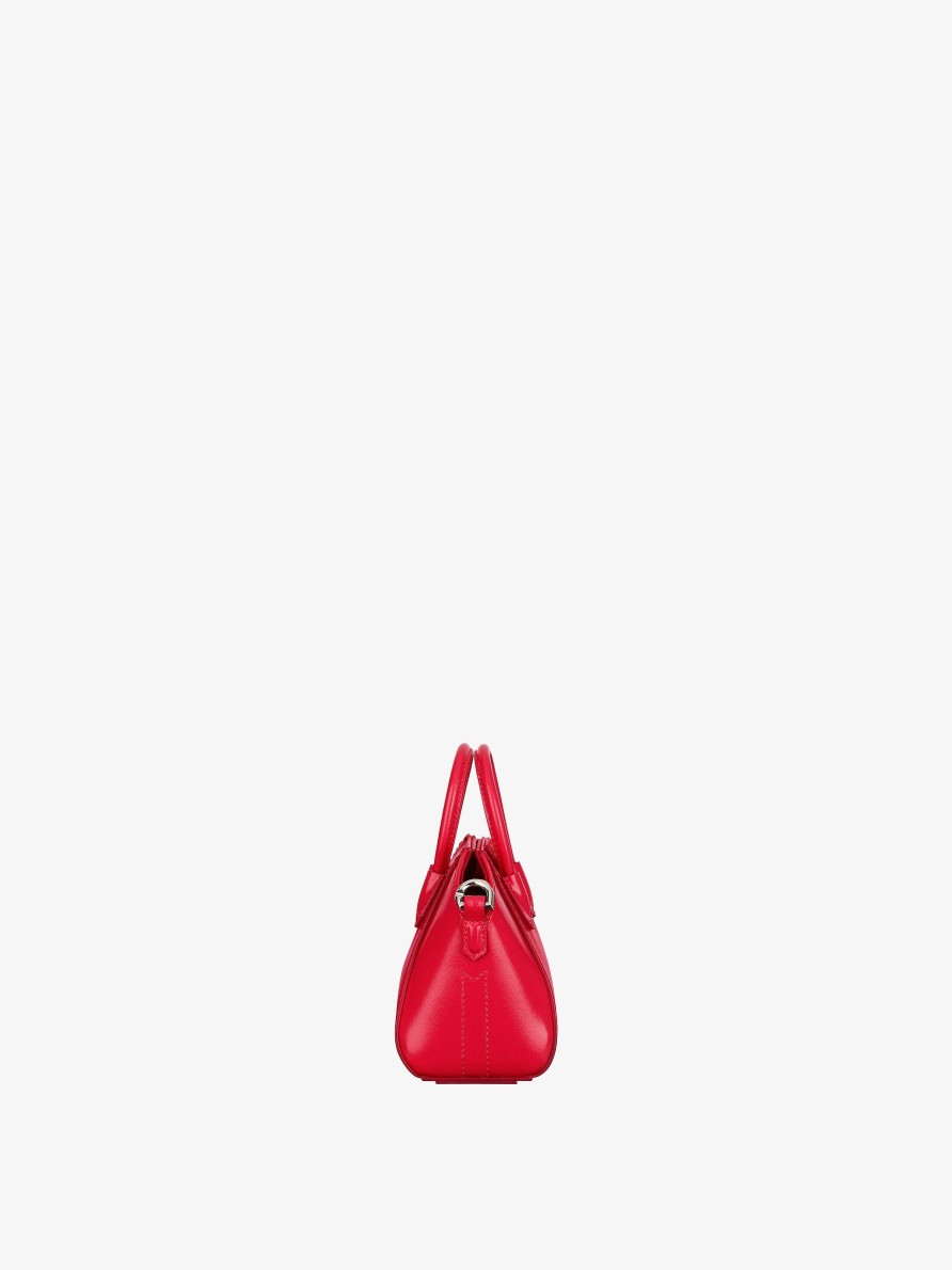 Women Givenchy Mini & Micro Bags | Micro Antigona Bag In Box Leather Red