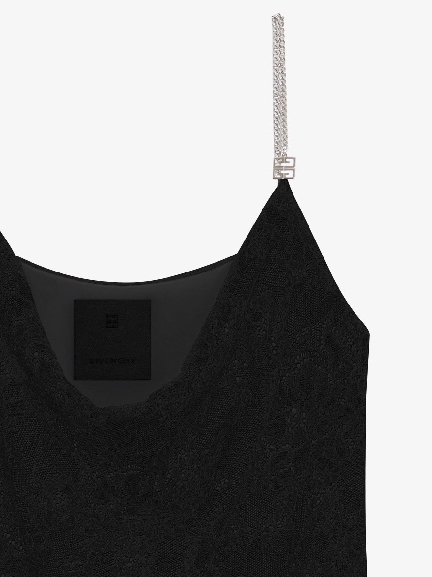 Women Givenchy Tops & Shirts | Top In Lace With Chain Detail Black