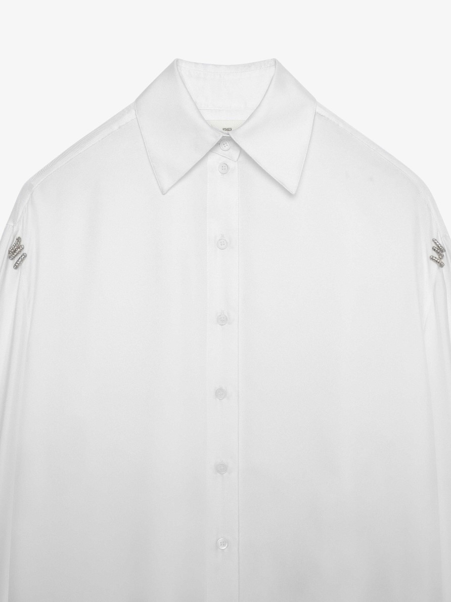 Women Givenchy Tops & Shirts | Shirt In Silk With Crystals White