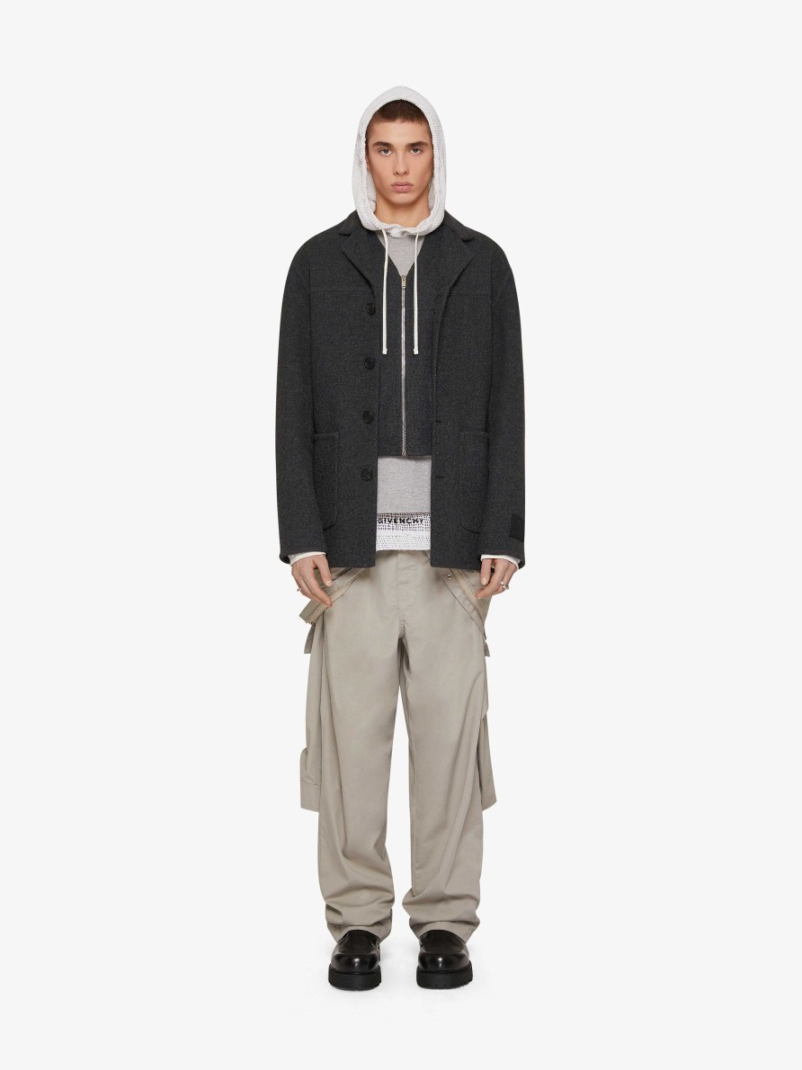 Men Givenchy Pants | Casual Jumpsuit In Cotton Stone Grey