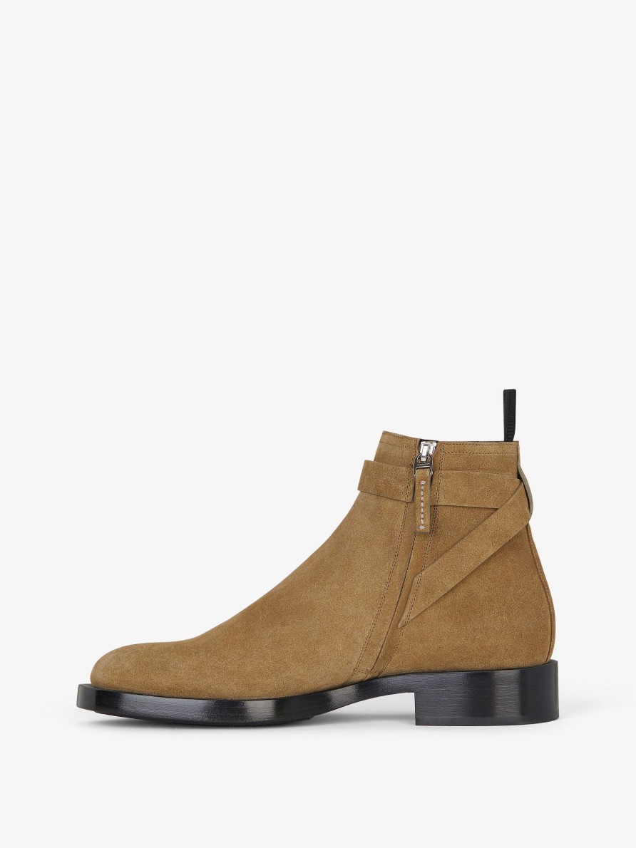 Men Givenchy Boots & Derbies | Lock Ankle Boots In Suede Light Brown