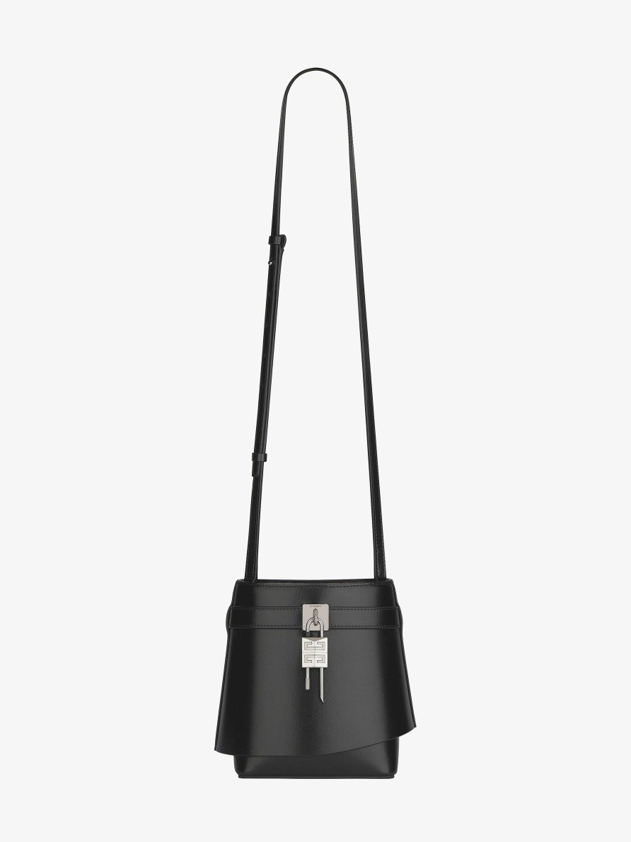 Women Givenchy Mini & Micro Bags | Shark Lock Bucket Bag In Box Leather Black