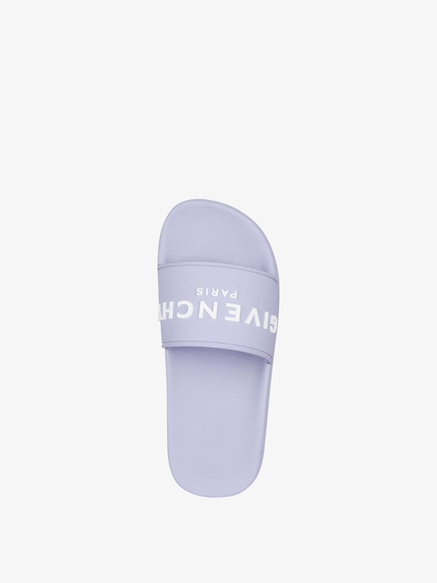 Women Givenchy Slides & Sandals | Slide Flat Sandals In Rubber Lavender