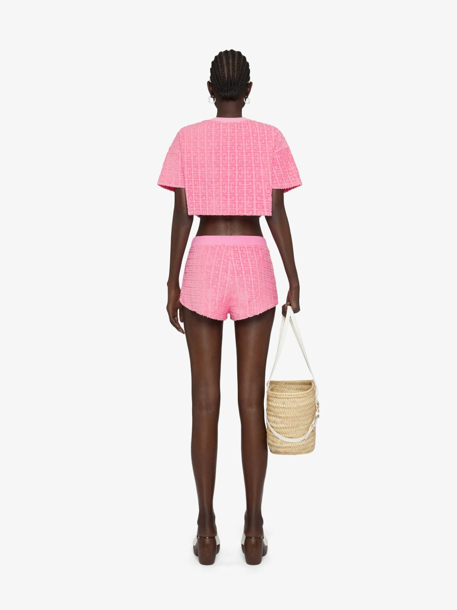 Women Givenchy Pants | Mini Shorts In 4G Cotton Towelling Jacquard Old Pink