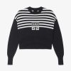 Women Givenchy Knitwear | 4G Cropped Sweater In Cotton With Stripes Black