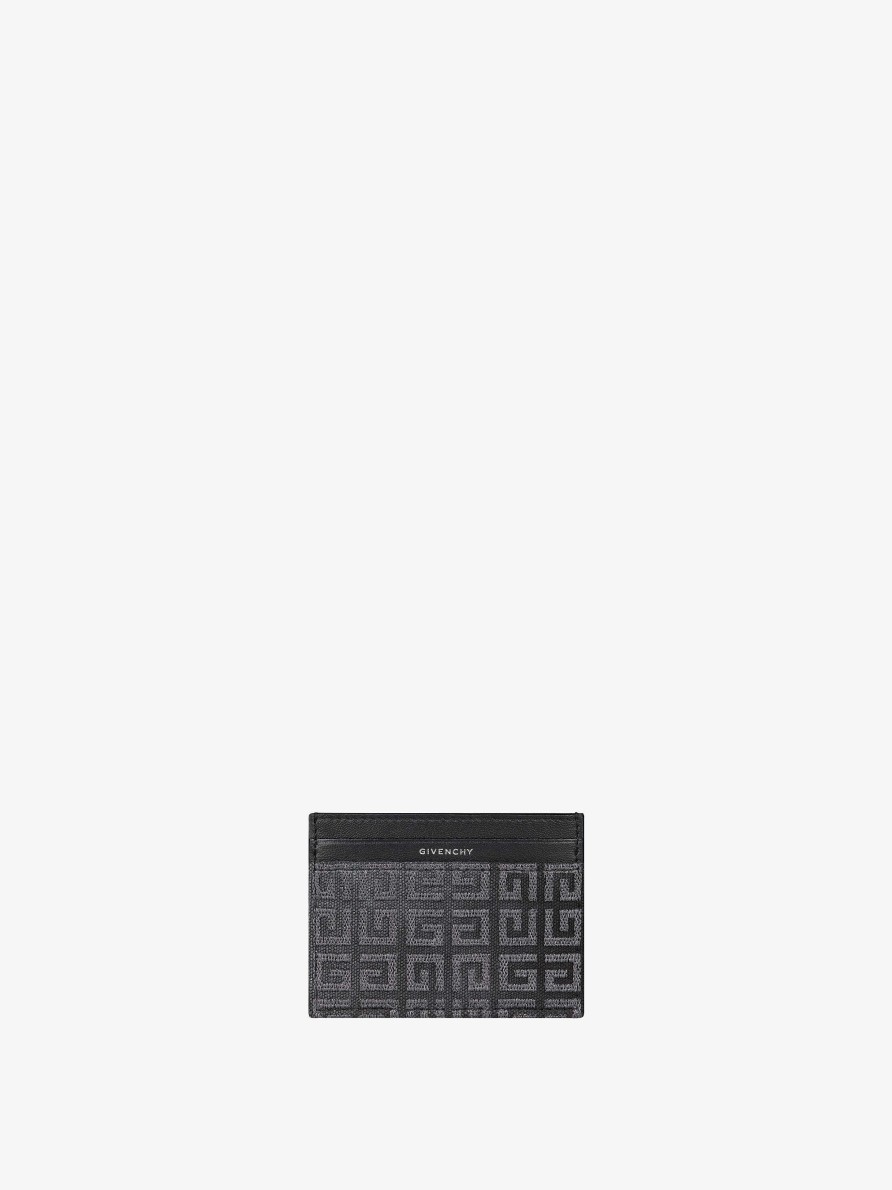 Women Givenchy Small Leather Goods | G-Cut Card Holder In 4G Lurex Embroidery And Leather Dark Grey