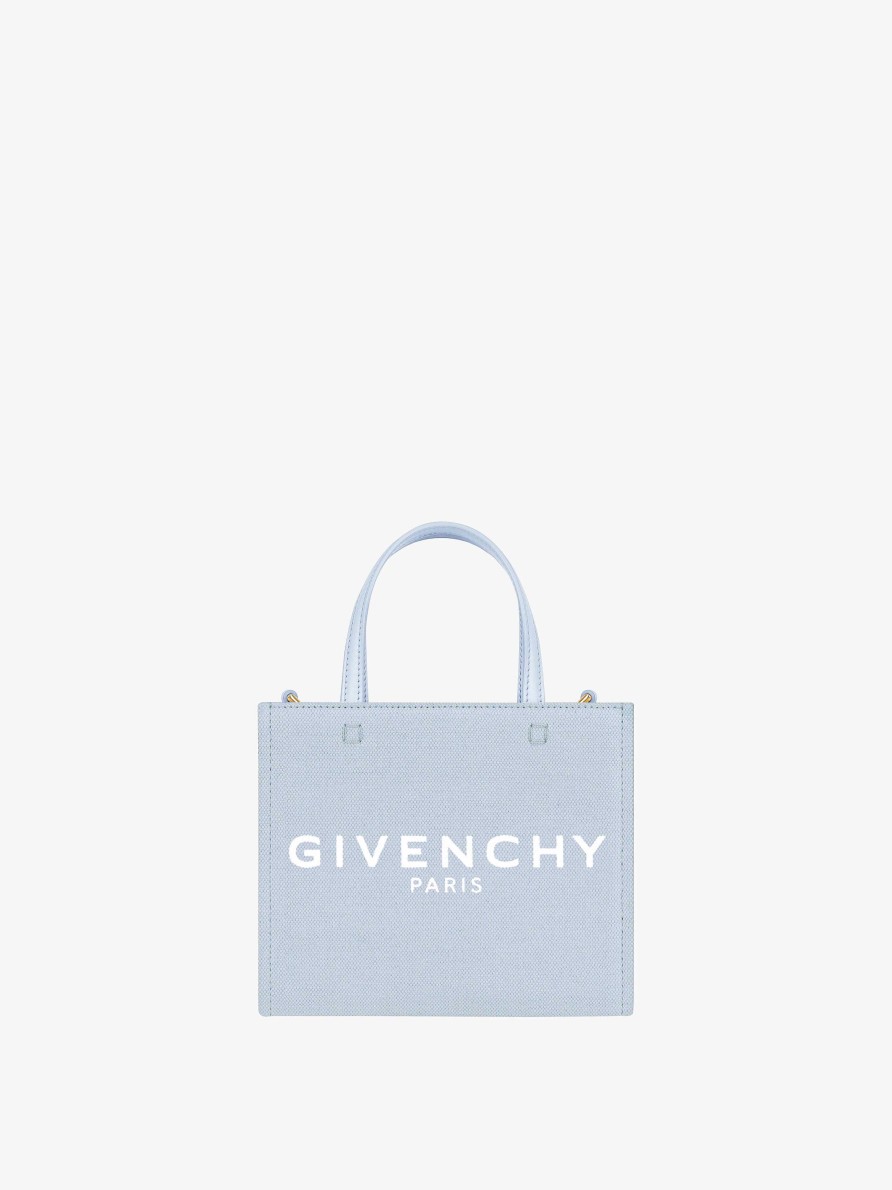 Women Givenchy G-Tote | Mini G-Tote Shopping Bag In Canvas Cloud Blue