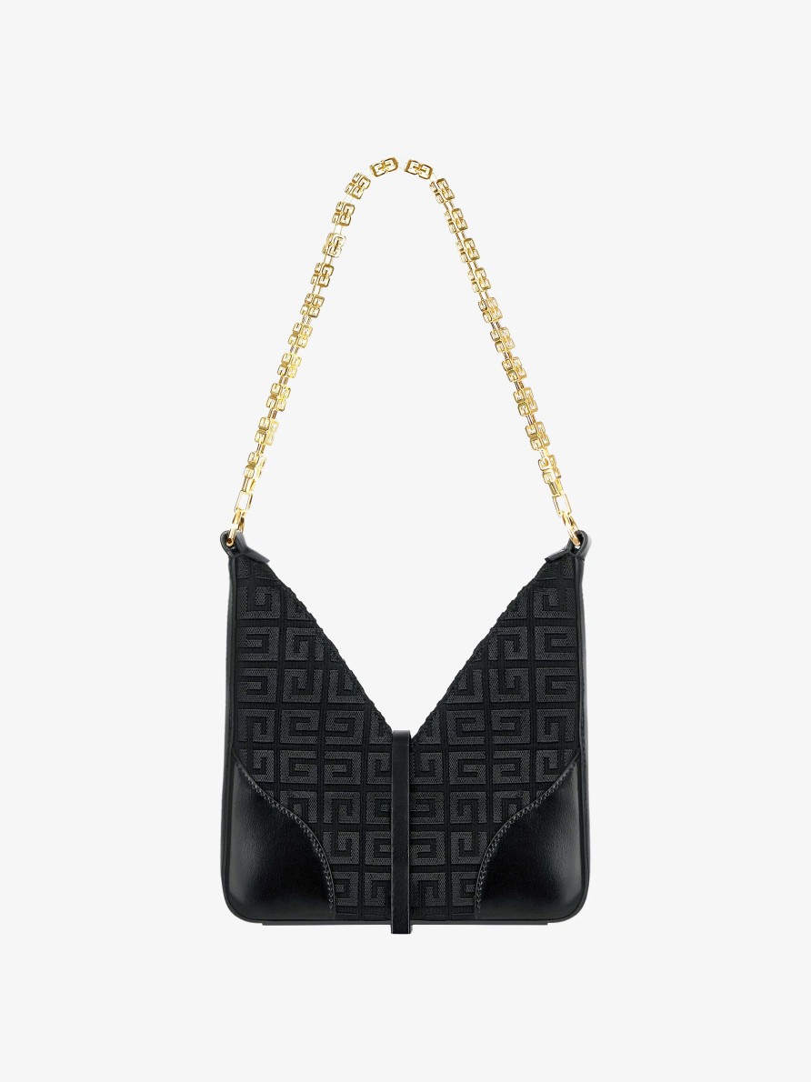 Women Givenchy Mini & Micro Bags | Mini Cut Out Bag In 4G Embroidery With Chain Black