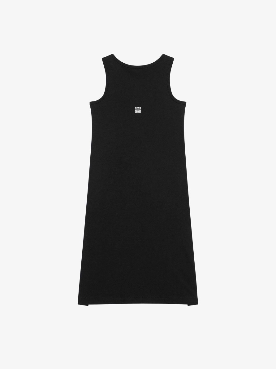 Women Givenchy Girl (4 To 12 Years) | Tank Top Dress In Embroidered 4G Givenchy Black