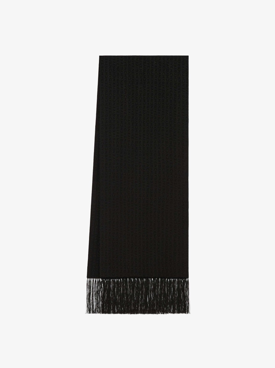 Women Givenchy Scarves | Givenchy Scarf In Silk Jacquard Black