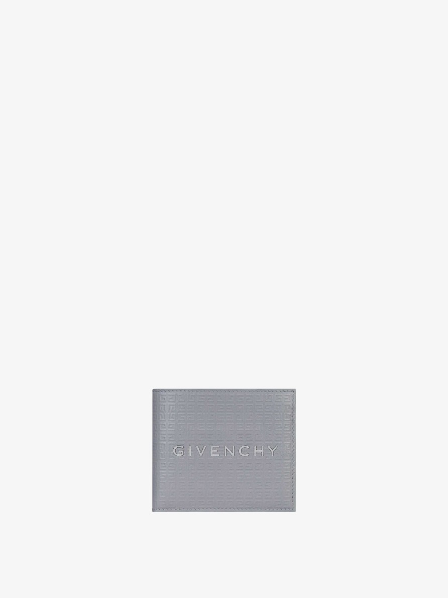 Men Givenchy Small Leather Goods | Givenchy Wallet In 4G Micro Leather Light Grey