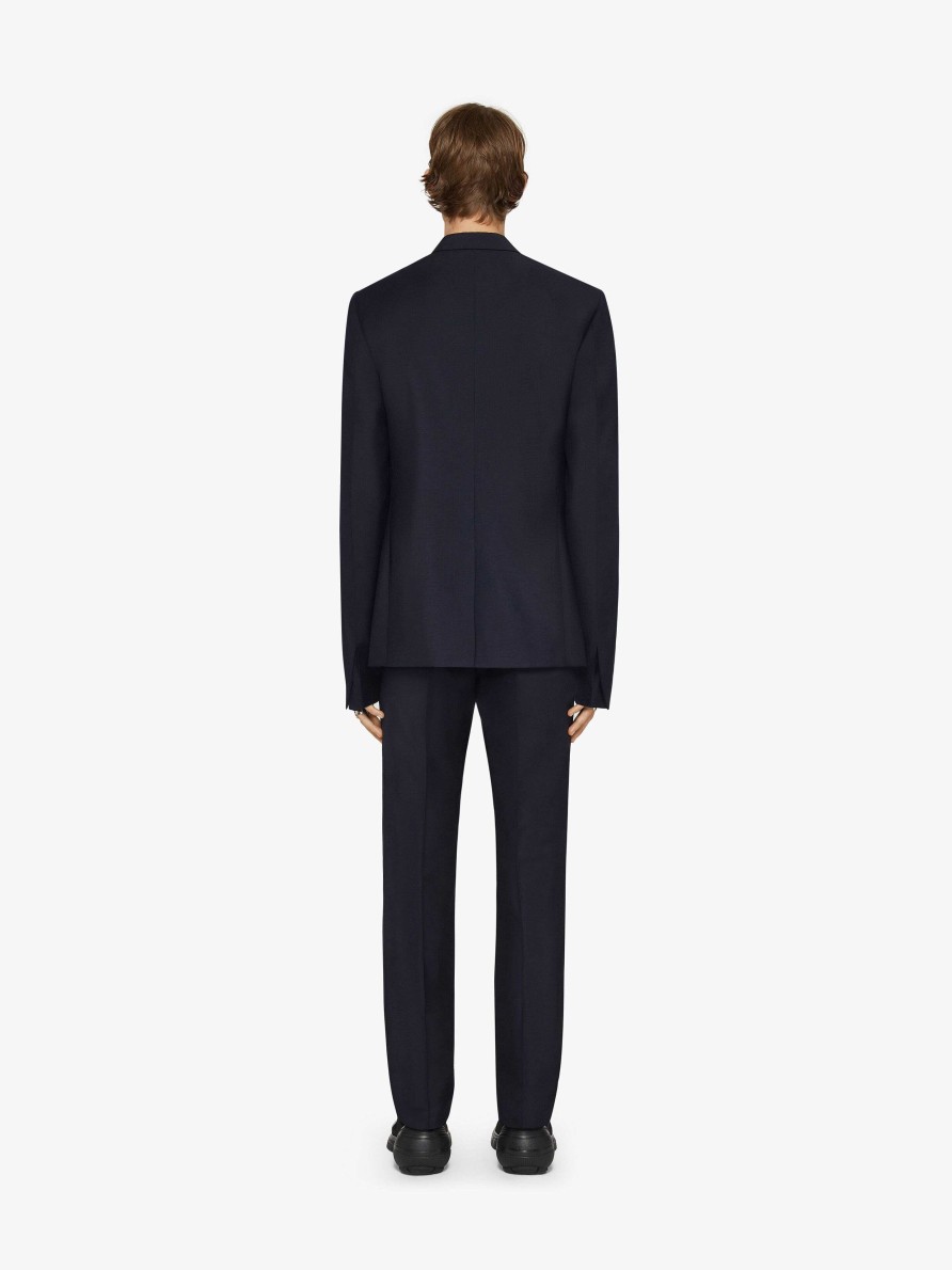 Men Givenchy Jackets & Coats | Slim Fit Jacket In Wool And Mohair With Satin Collar Night Blue