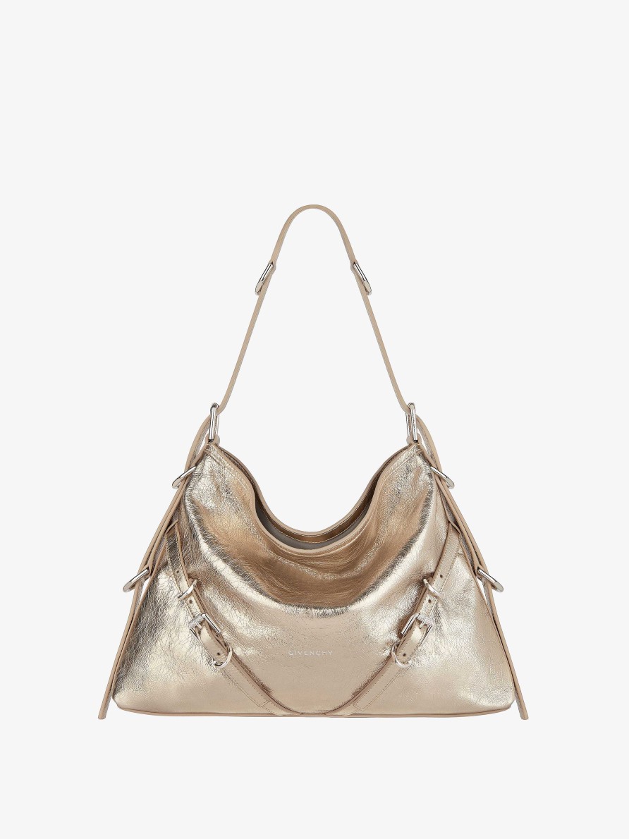 Women Givenchy Voyou | Medium Voyou Bag In Laminated Leather Dusty Gold