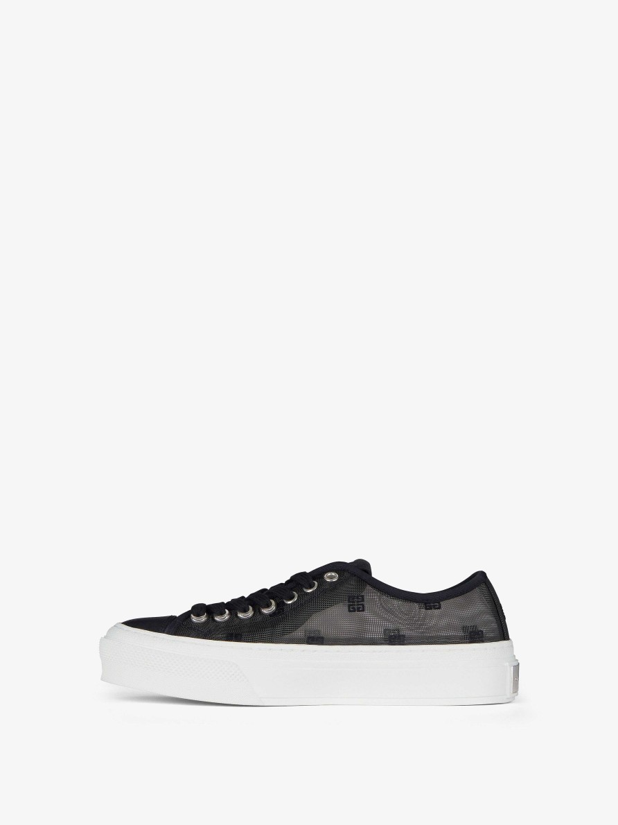 Women Givenchy Sneakers | City Sneakers In 4G Transparent Mesh Black/White