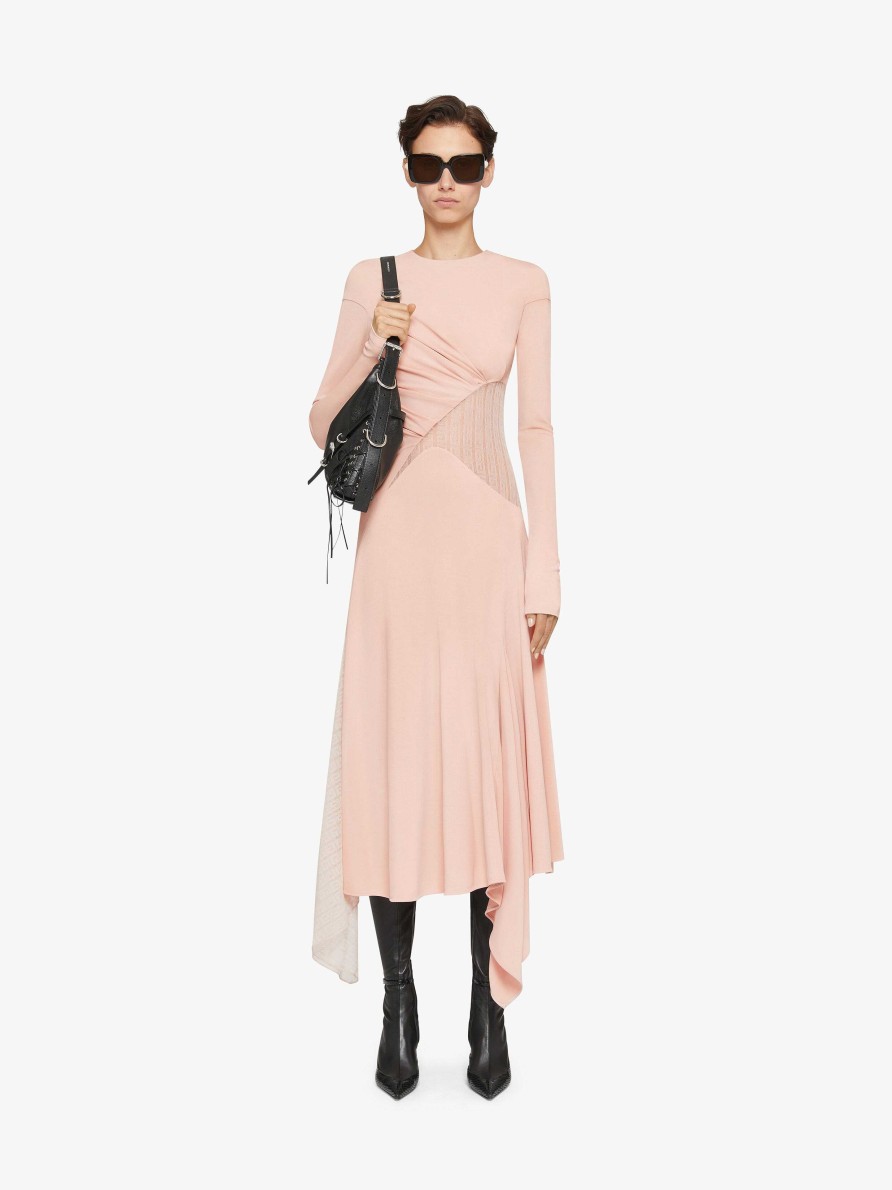 Women Givenchy Dresses | Dress In Crepe With 4G Lace Blush Pink