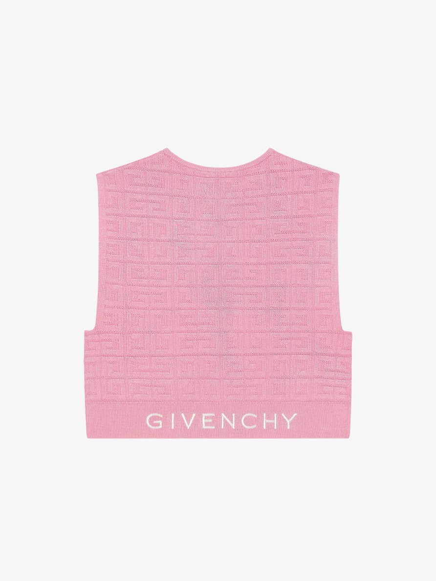 Women Givenchy Girl (4 To 12 Years) | Sleeveless Sweater In 4G Jacquard Candy Pink