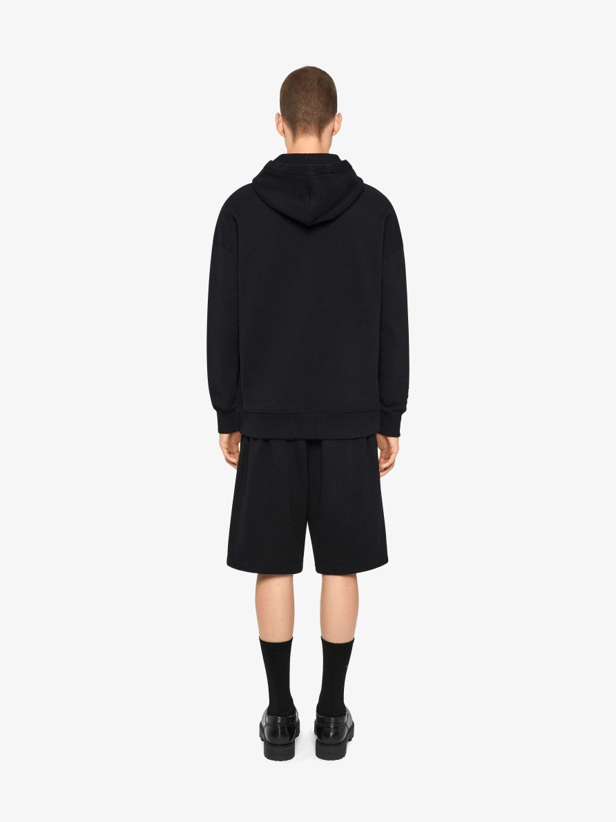 Men Givenchy Shorts | Bermuda Shorts In Fleece With Givenchy Lnfinity Print Black