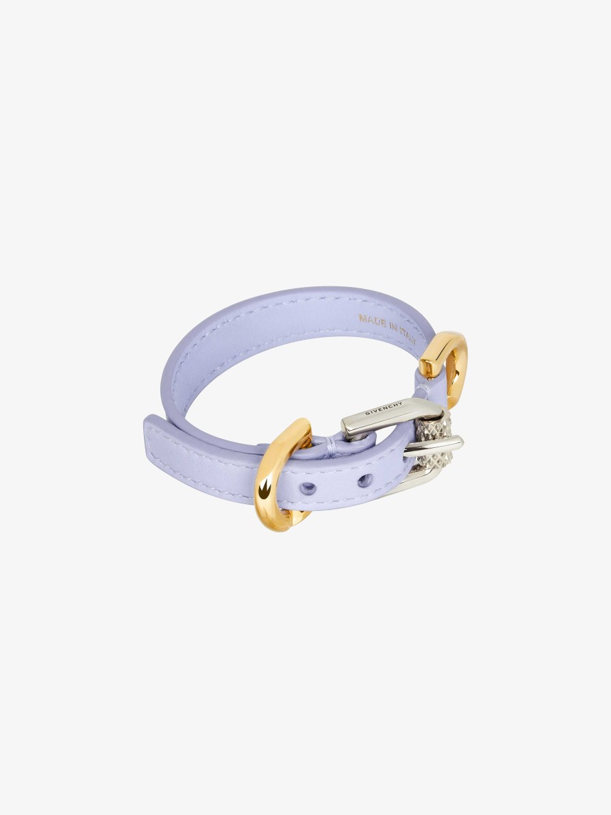 Women Givenchy Jewelry | Voyou Bracelet In Leather And Metal Lavender