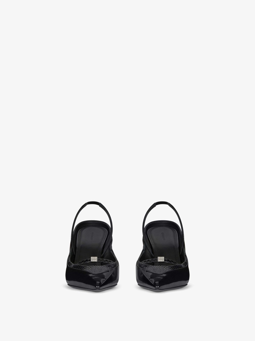 Women Givenchy Heels | Raven Slingbacks In Leather And Ayers Black