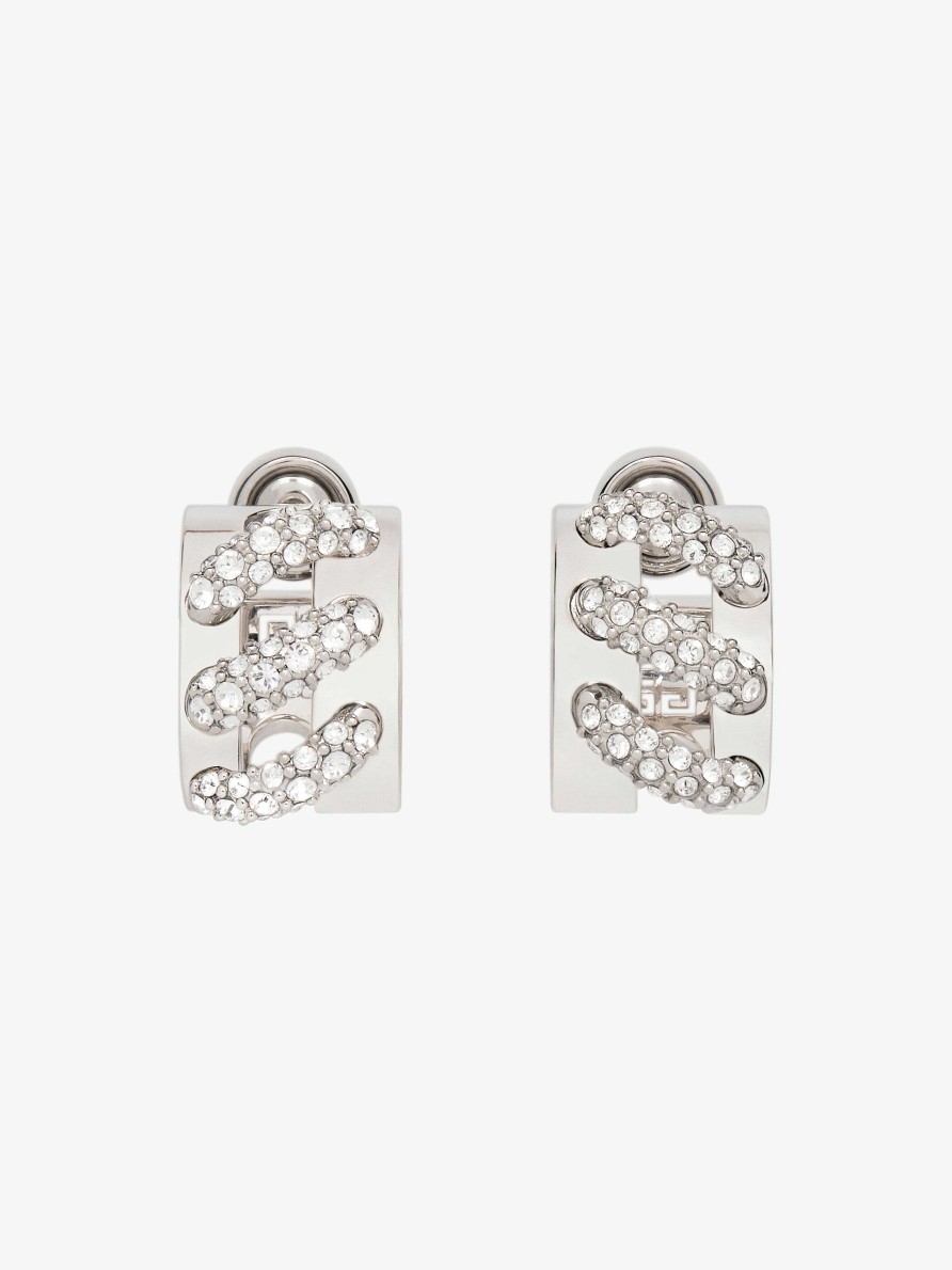 Women Givenchy Jewelry | Stitch Earrings In Metal With Crystals Silvery