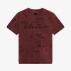 Men Givenchy T-Shirts | Givenchy Oversized T-Shirt In Destroyed Cotton Dark Red