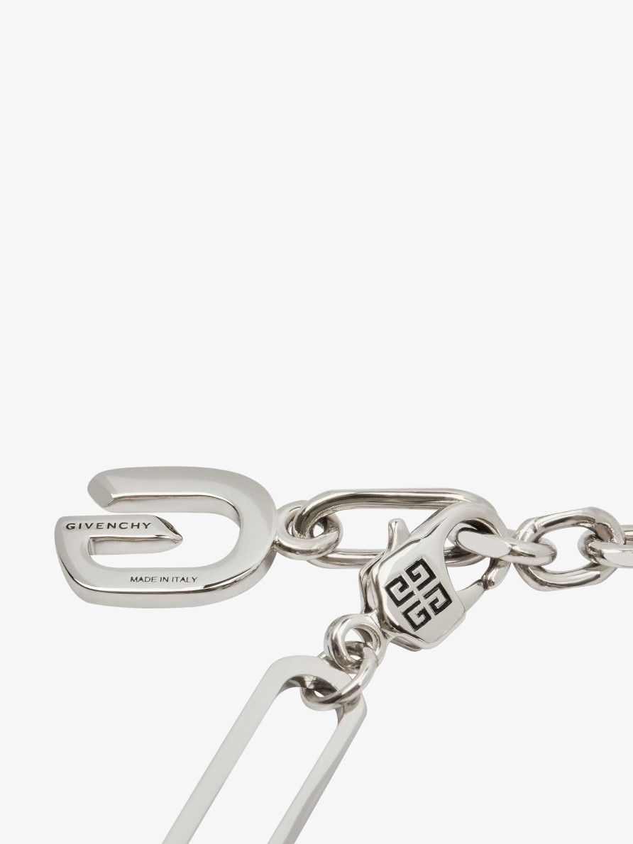 Women Givenchy Jewelry | G Link Bracelet In Metal With Pearls White/Silvery