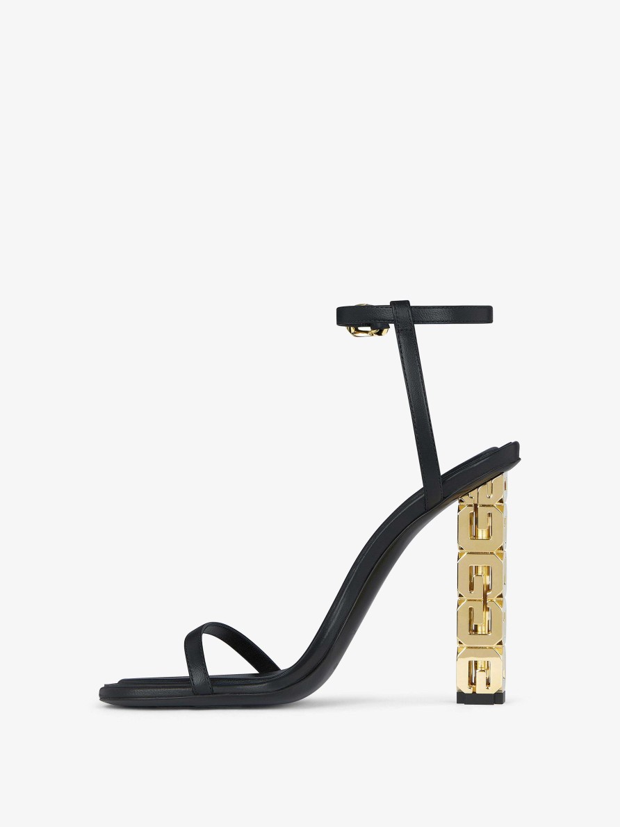 Women Givenchy Heels | G Cube Sandals In Leather Black