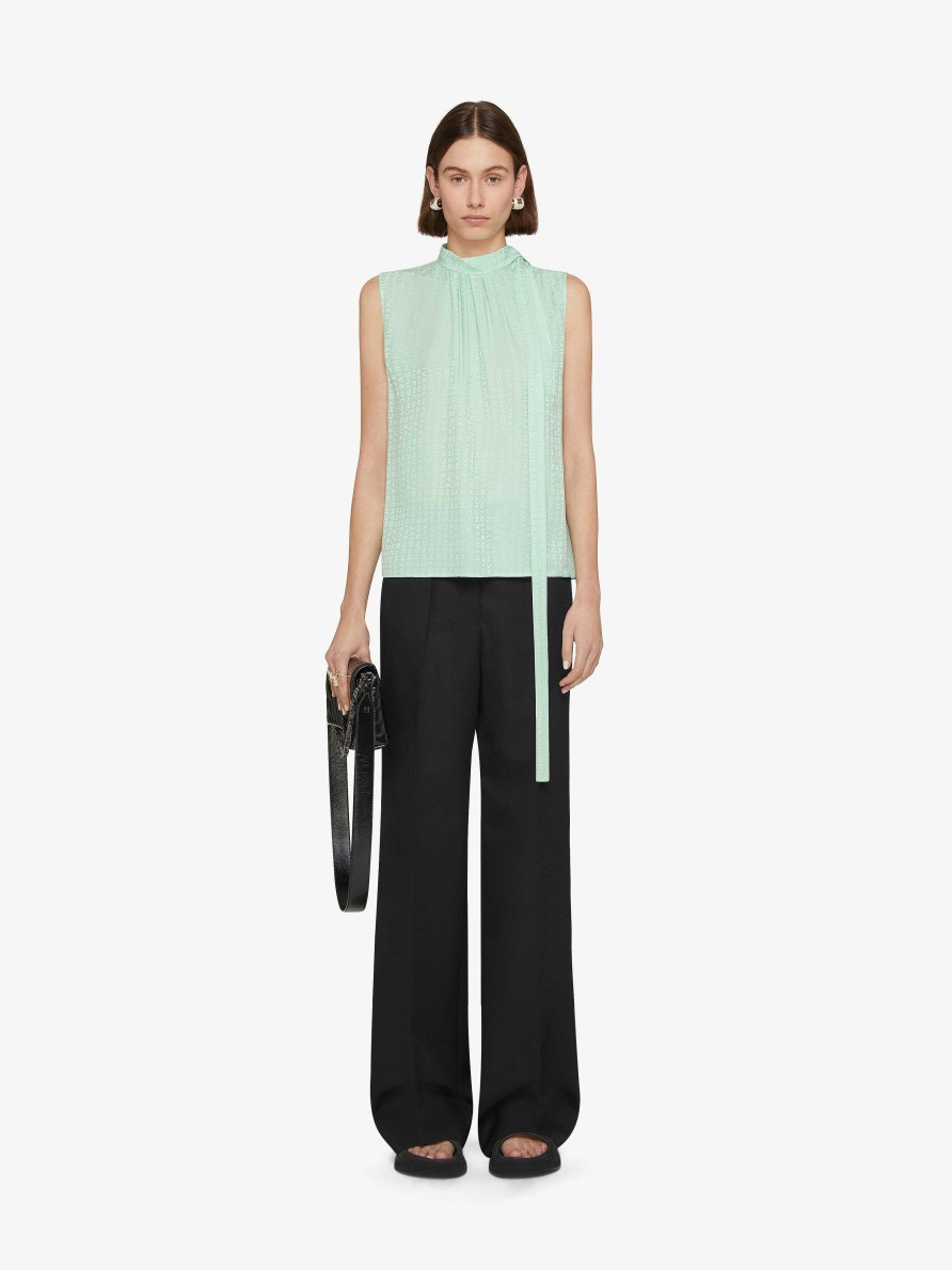 Women Givenchy Tops & Shirts | Givenchy Top In Silk With Lavalliere Mint Green