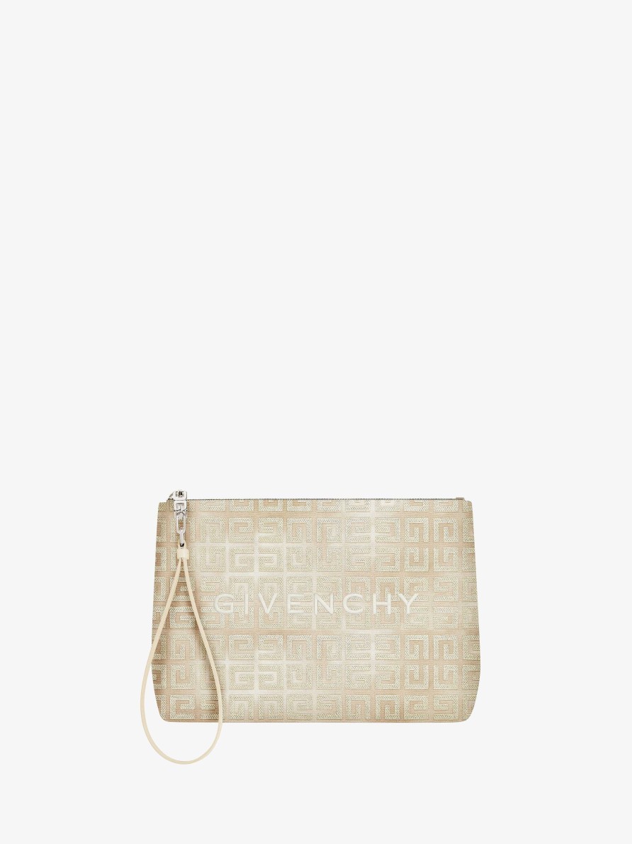 Women Givenchy Small Leather Goods | Givenchy Travel Pouch In 4G Lurex Embroidery Dusty Gold