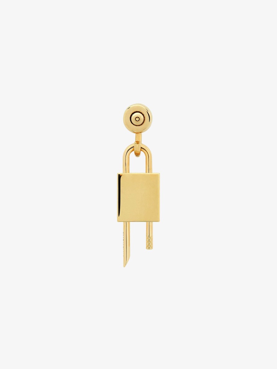 Men Givenchy Jewelry | Lock Earring In Metal Golden Yellow