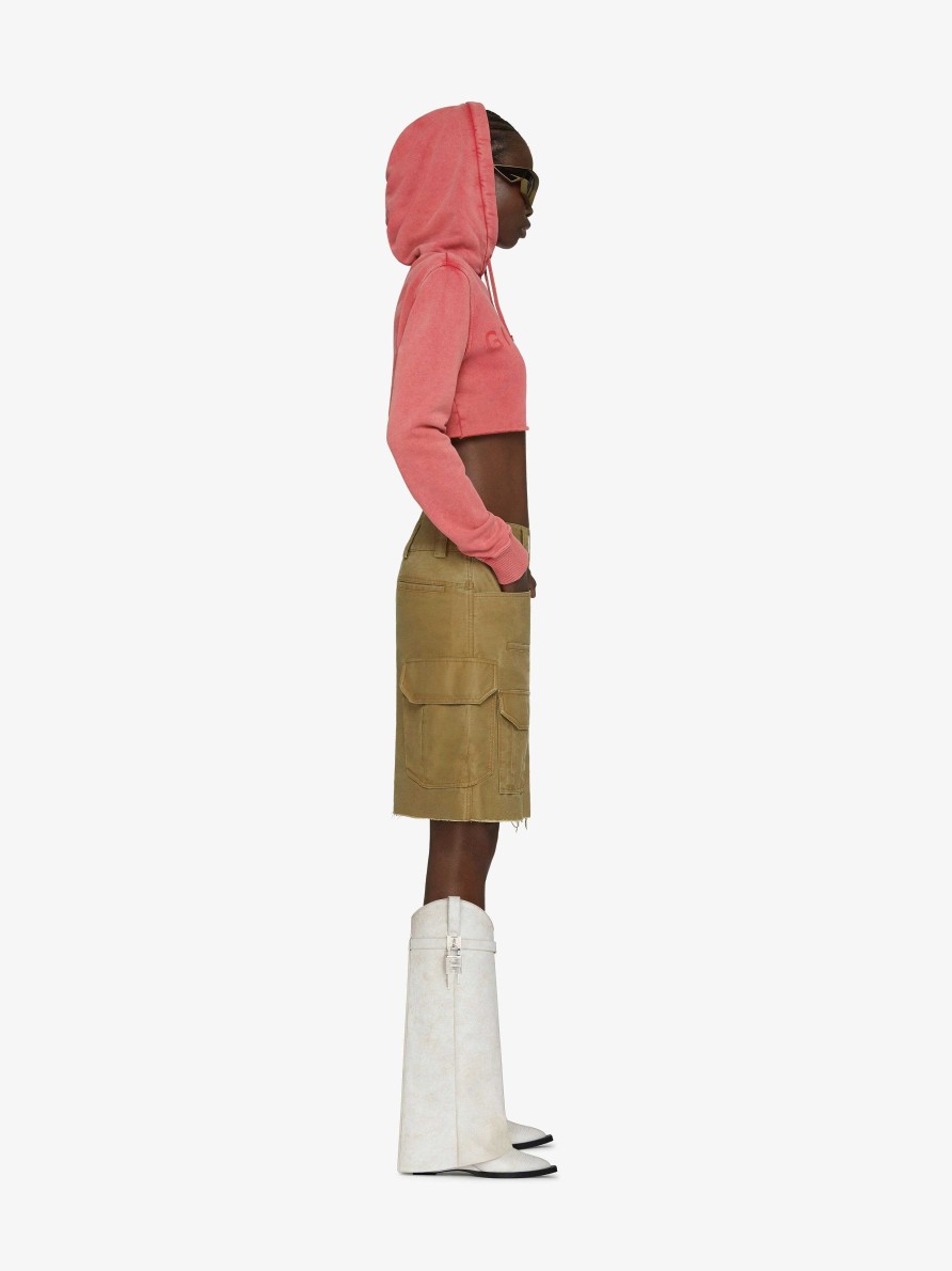 Women Givenchy Skirts | Multipocket Cargo Skirt In Cotton Olive Green