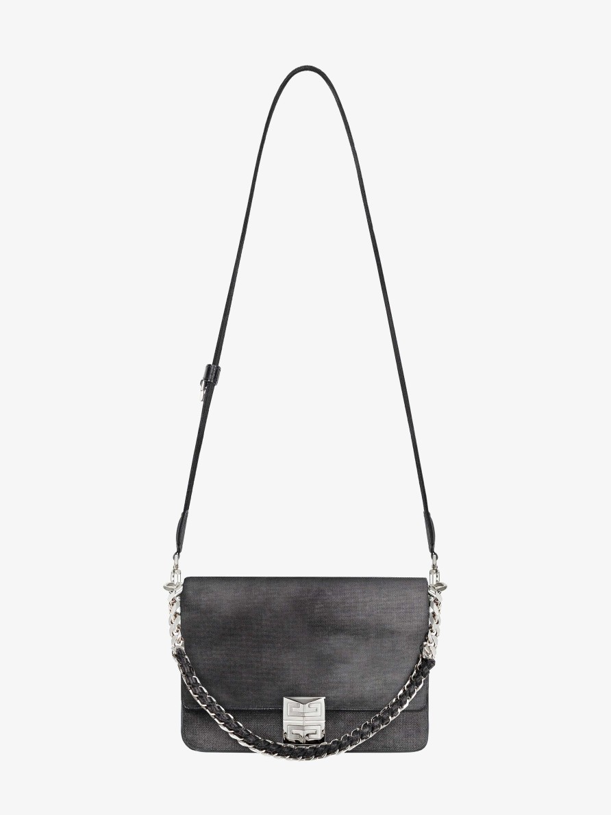 Women Givenchy 4G | Medium 4G Bag In Washed Denim With Chain Dark Grey