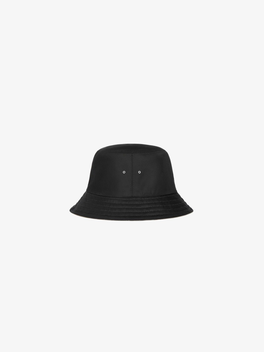 Men Givenchy Beanies & Caps | Givenchy Bucket Hat In Nylon Black