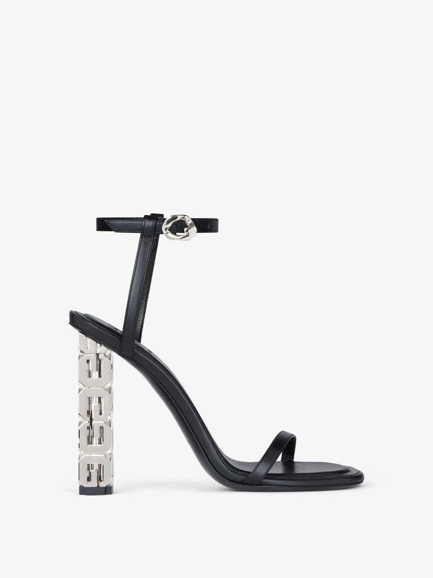 Women Givenchy Heels | G Cube Sandals In Leather Black