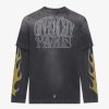 Men Givenchy T-Shirts | Overlapped T-Shirt In Cotton With Givenchy Flames Print Black