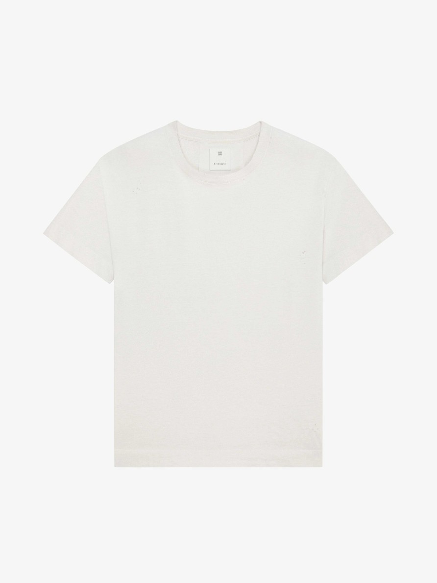 Men Givenchy T-Shirts | Boxy Fit T-Shirt In Cotton Natural