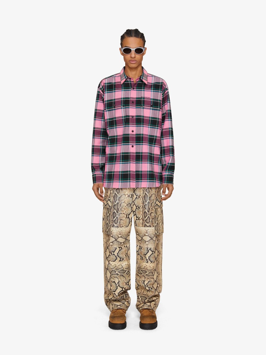 Men Givenchy Shirts | Checked Shirt In Wool And Cotton Multicolored