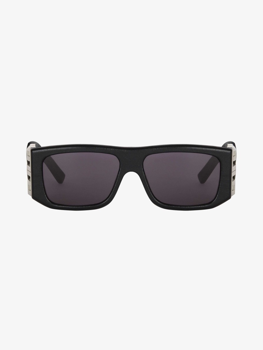 Women Givenchy Sunglasses | 4G Unisex Sunglasses In Quilted Leather And Acetate Black