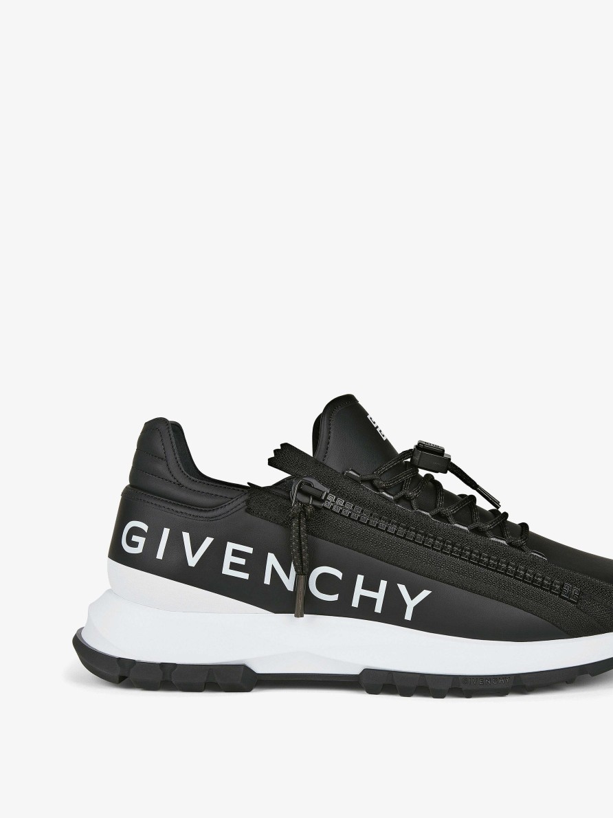 Men Givenchy Sneakers | Spectre Runner Sneakers In Leather With Zip Black/White