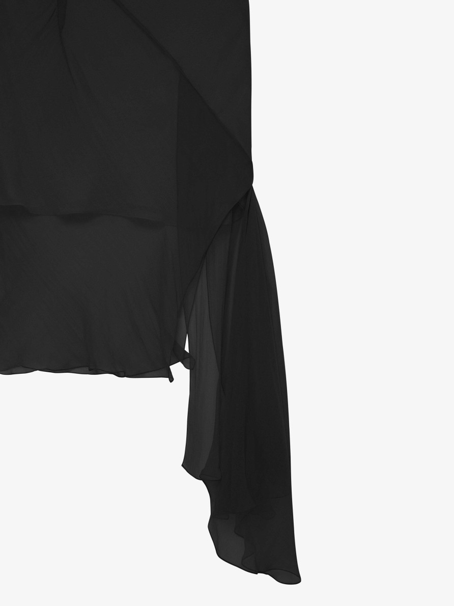 Women Givenchy Dresses | Dress In Silk With Ruffles On The Side Black