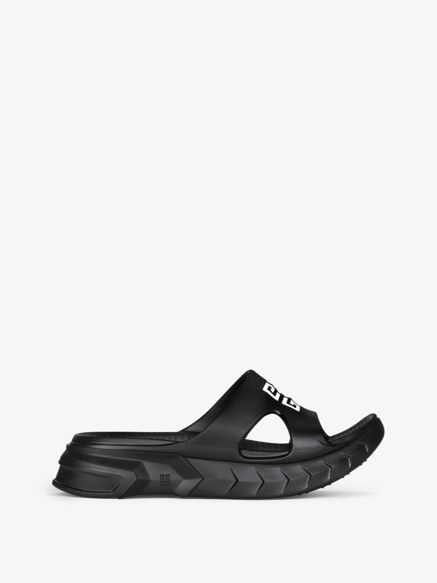 Men Givenchy Slides & Sandals | Marshmallow Flat Sandals In Rubber Black