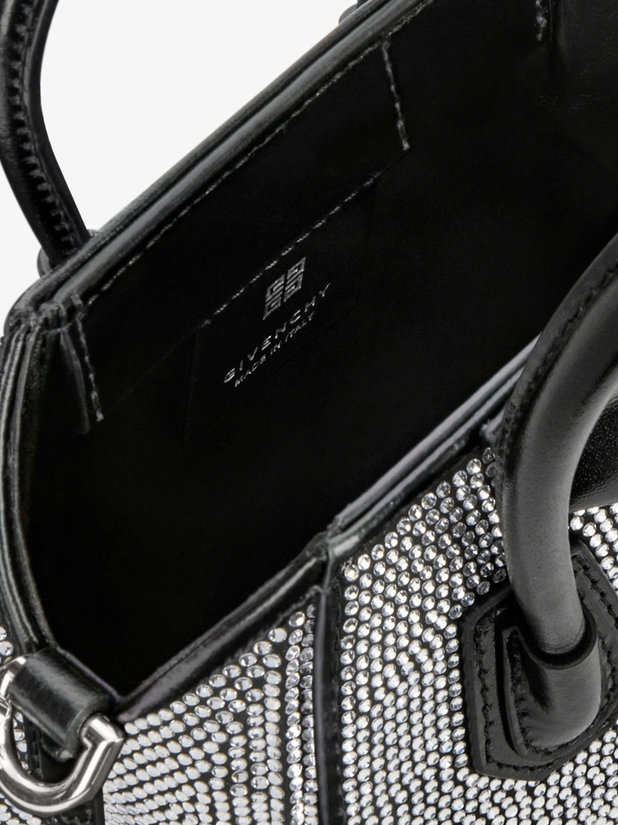 Women Givenchy Antigona | Micro Antigona Bag In Satin With Strass Black